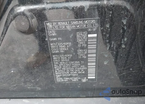 2016 Nissan Rogue Sl from USA, damaged, VIN KNMAT2MV5GP713202